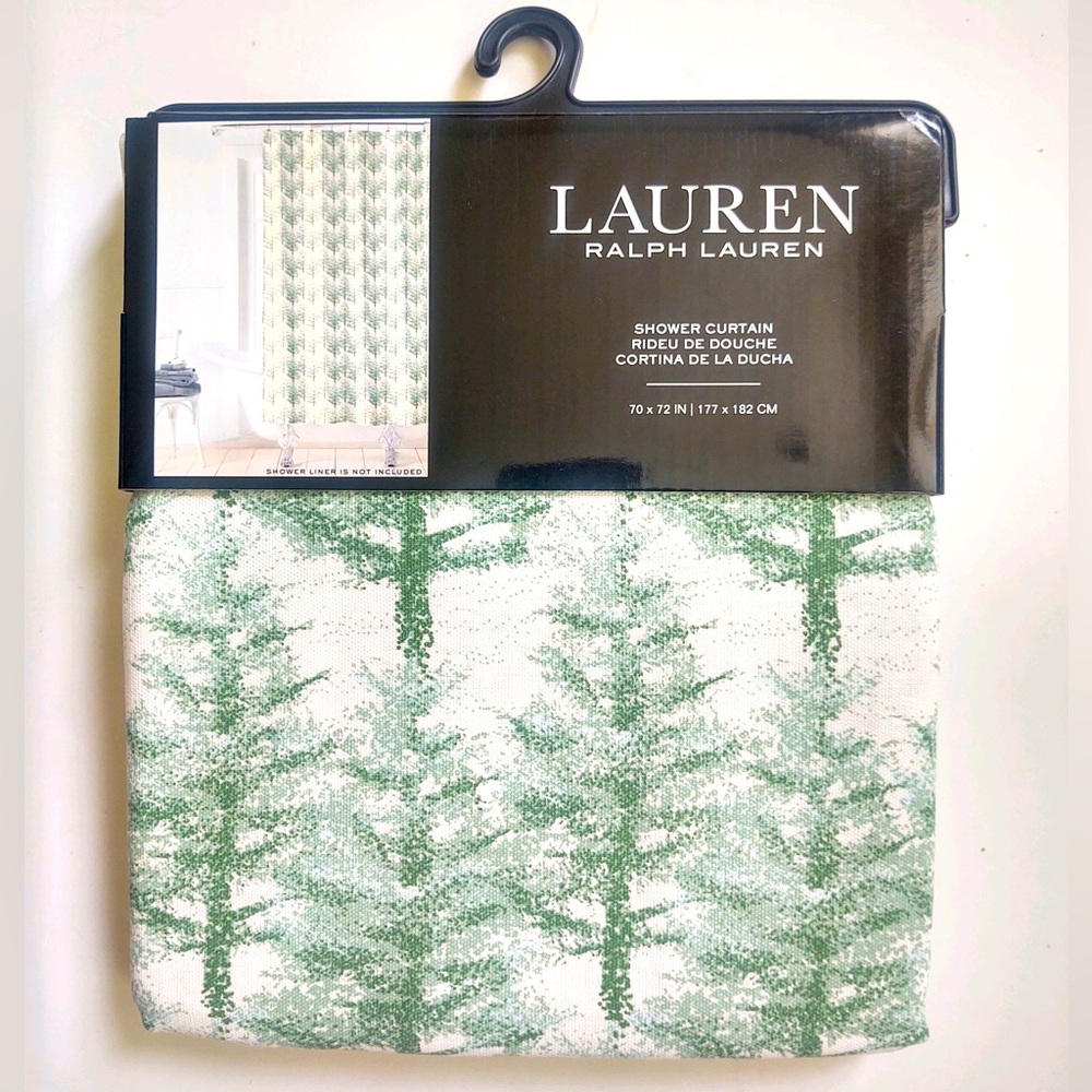 🎁LAUREN Ralph Lauren Holiday Shower Curtain - Cotton - Tree Lot - 70” x 72”